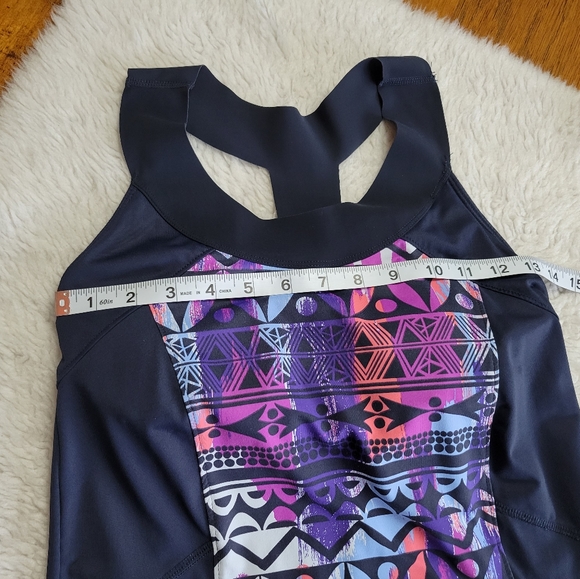 Title Nine Diamalete Dress Blue Fierce Sky Captain Print Racerback Bra Sz Small - Picture 10 of 10